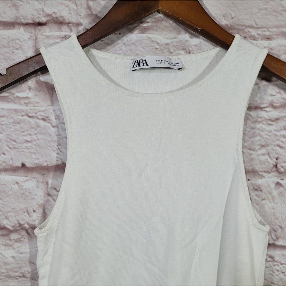 Zara White Cami Basic Cropped Top - image 2